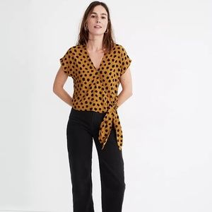 Madewell Sash-Tie Wrap Top in Painted Spots